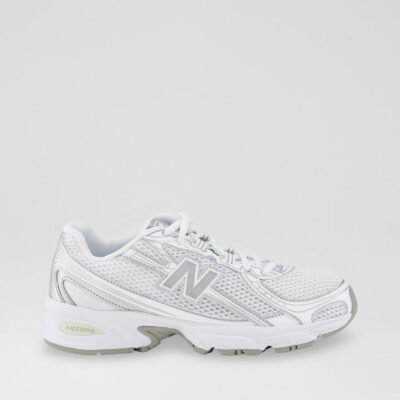 740 Youth White Silver Metallic Fabric Sneakers TheSneakerLounge Kids 740 Youth White Silver Metallic Fabric Sneakers